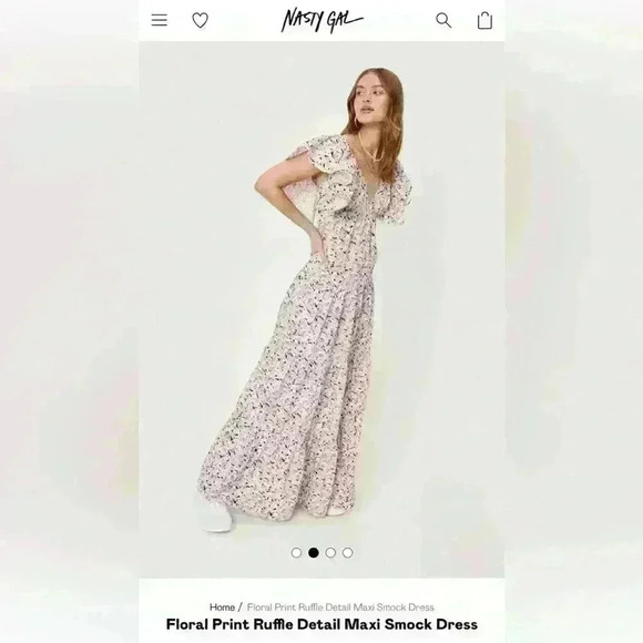 NWT Nasty Gal, Floral Print Ruffle Detail Maxi Smock Dress, Woman’s Size 6 - Picture 8 of 10